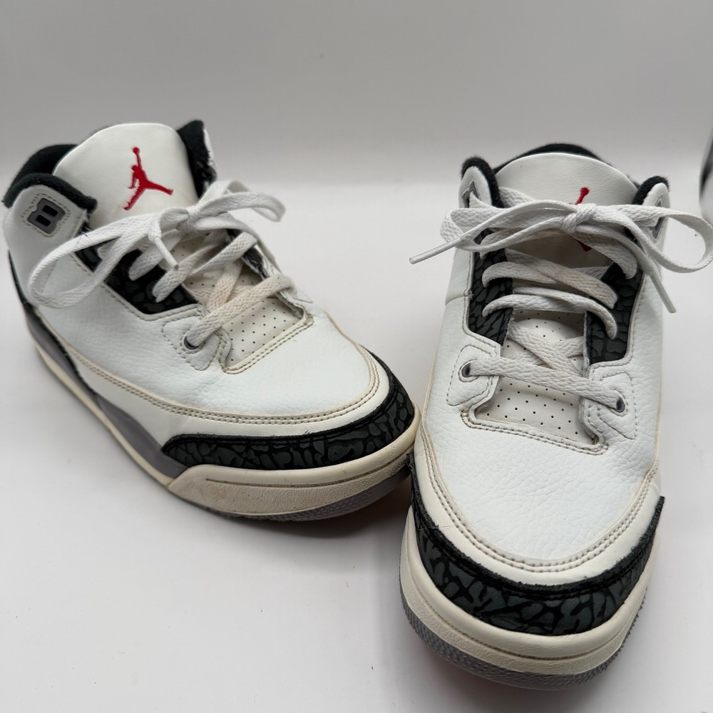 Jordan 3 Retro White Cement Reimagined Kids Sneakers DM0966-106 White Red 2.5Y